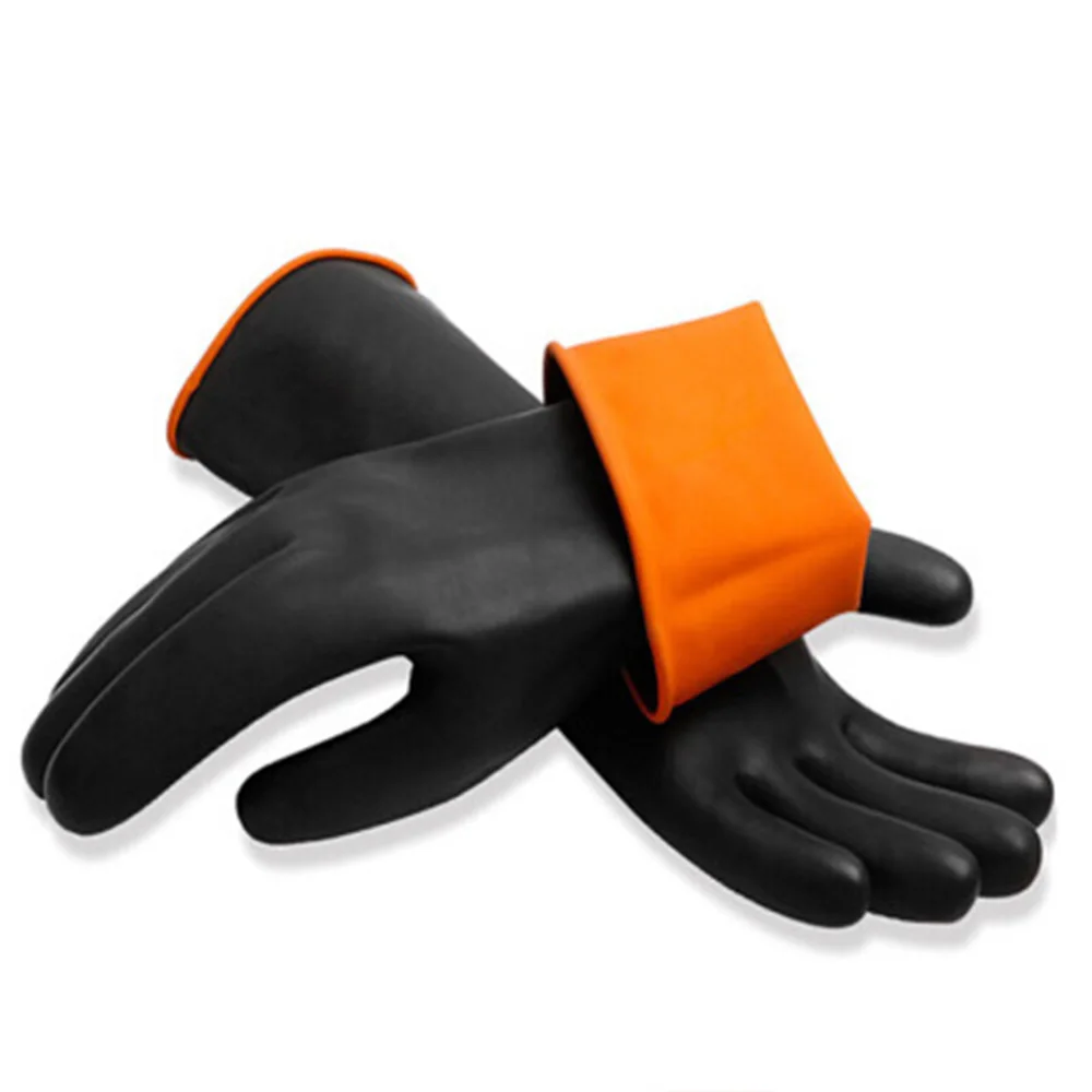 1Pair 35cm Black Acid Resistant Rubber Gloves Wear-Resistant Waterproof Gloves Work Safety Gloves cleanning tool for kitchen