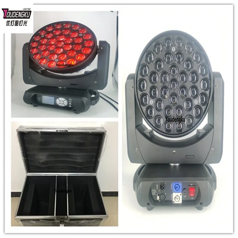 6 pieces with flycase 37x15w RGBW Led Zoom Wash Moving Head DJ Concert Ecclesia Events Stage Light