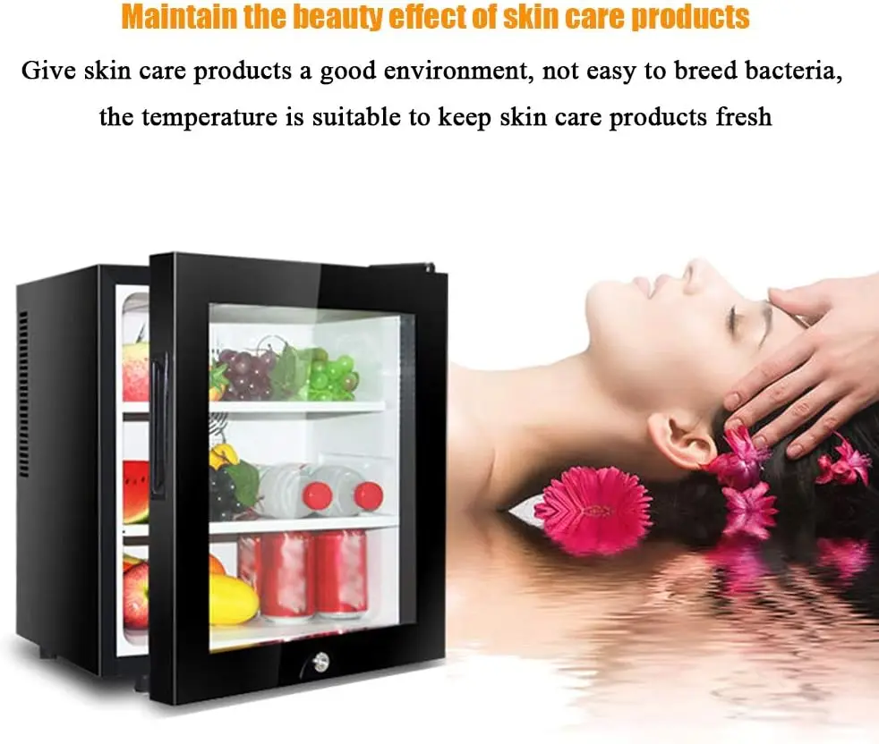 ثلاجة بار صغيرة تجارية للفندق مع قفل 30 لتر، باب إسفنجي أسود وأبيض، ثلاجة صغيرة مع ضوء LED