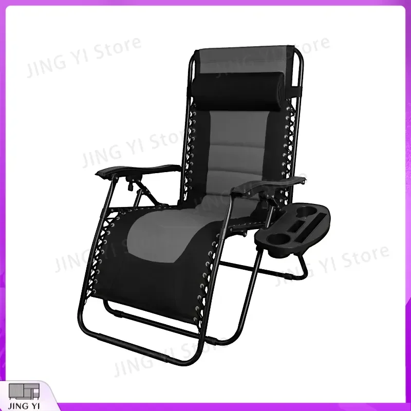 

Outdoor Folding Zero Gravity Lounge Chair Adjustable Beach Lounger with Pillow Footstool for Camping Hiking Travel Portable