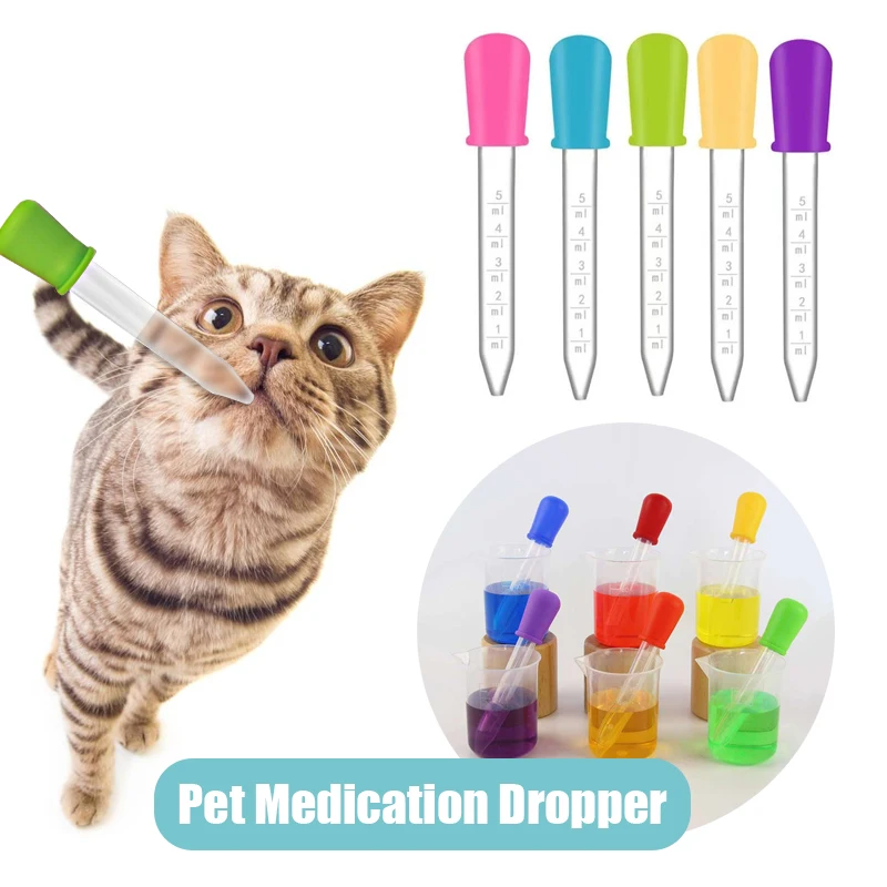 5pcs/bag Eye Ear Pipette School Lab Experiment Supplies Random Color Color Random Pets Dropper with Scale Washable Reusable