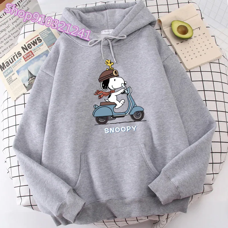 Anime Cute Printed Hoodies Women Cartoon Snoopy Y2k Korean Students Loose Sweatshirt Fashion Sweet Manga Unisex Clothing