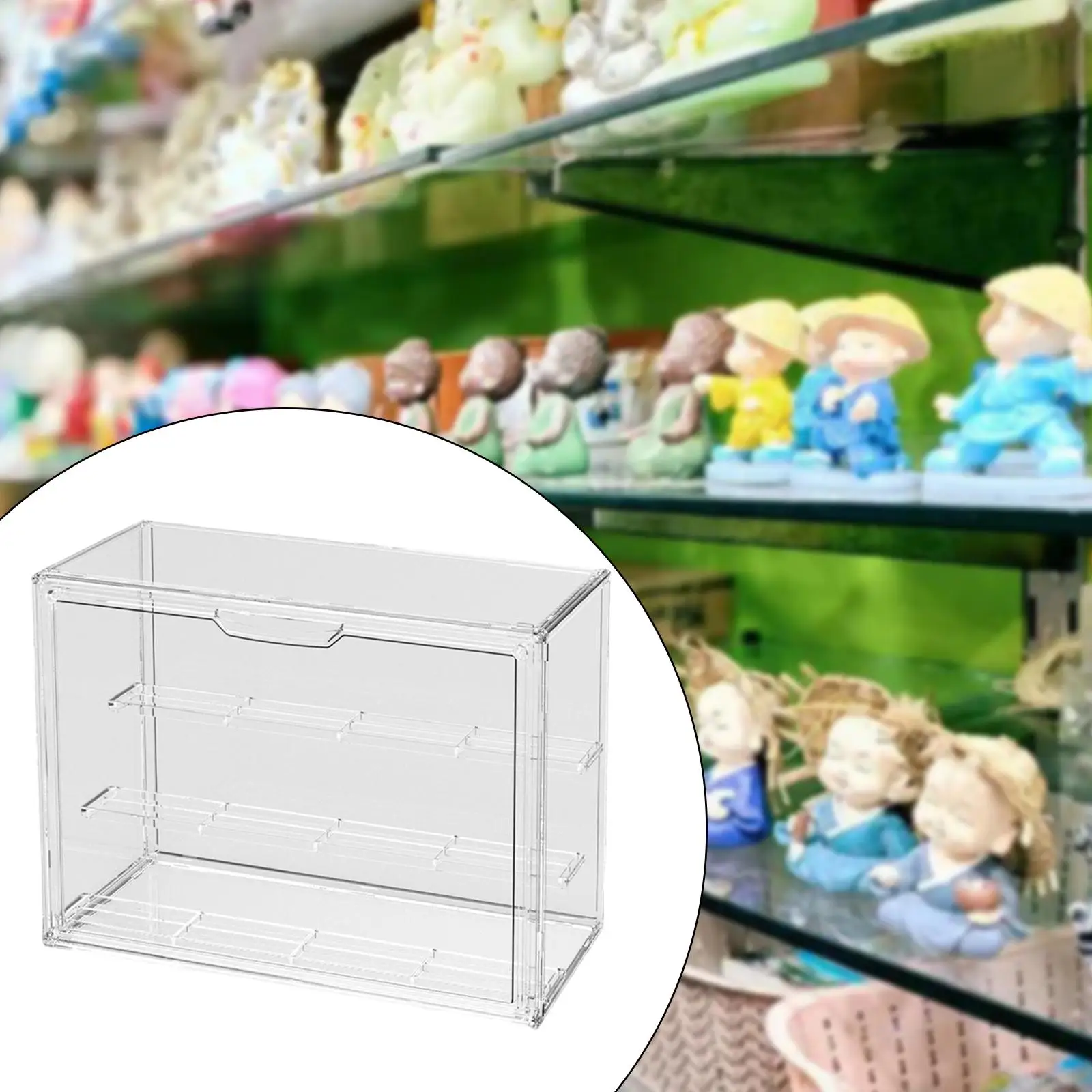 

Display Case Easy Opening and Closing Protection Transparent Showcase Storage Bin for Book Models Dolls Souvenirs Action Figures