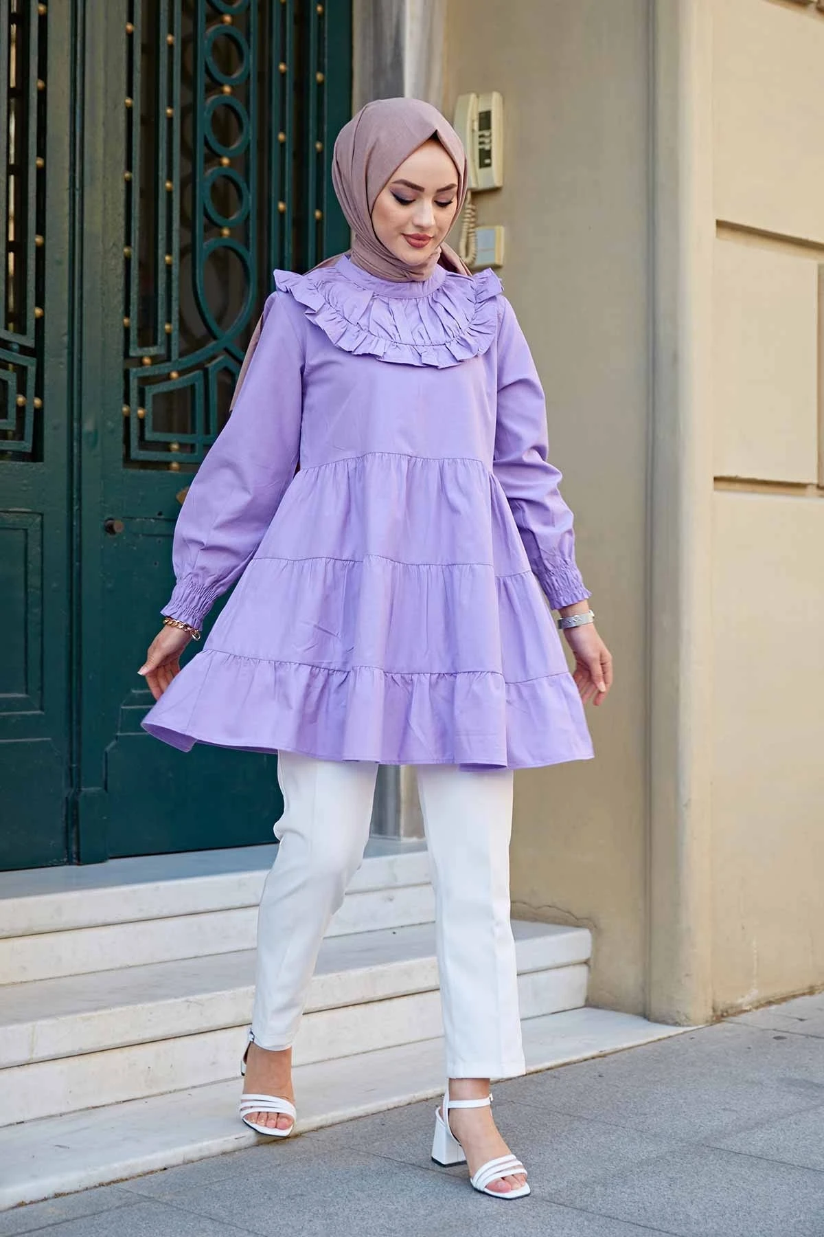 Front Frilled Temporary Shed Tunik MD Lilac