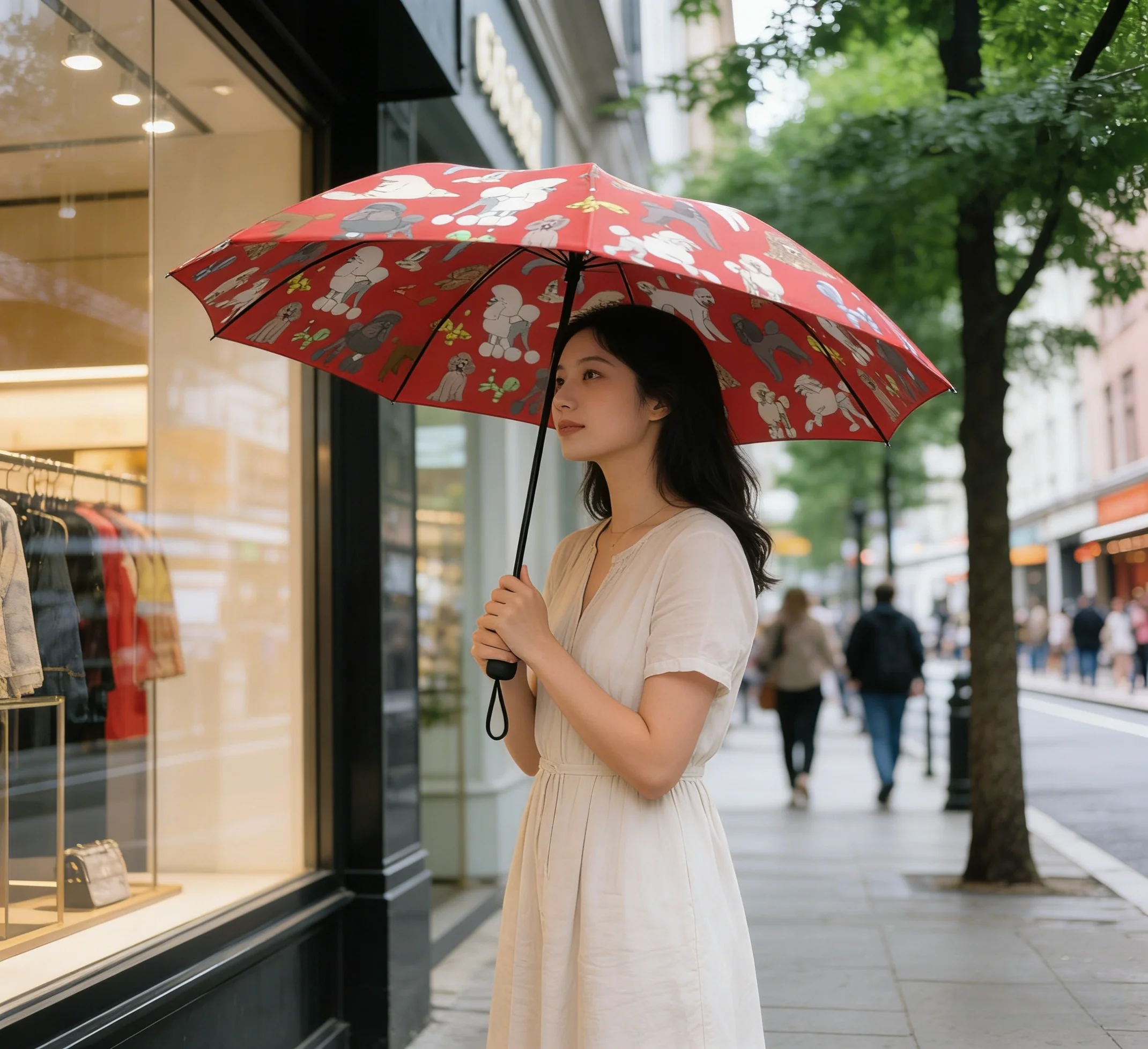 

Colorful Poodle Print Folding Umbrella Waterproof Dog Pattern Cute Women's Umbrella for Dog Lovers