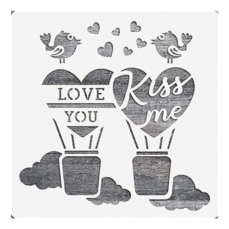 30Pcs/Lot 13cm Love Heart Words DIY Layering Stencils Wall Painting Scrapbook Coloring Embossing Album Decorative Template