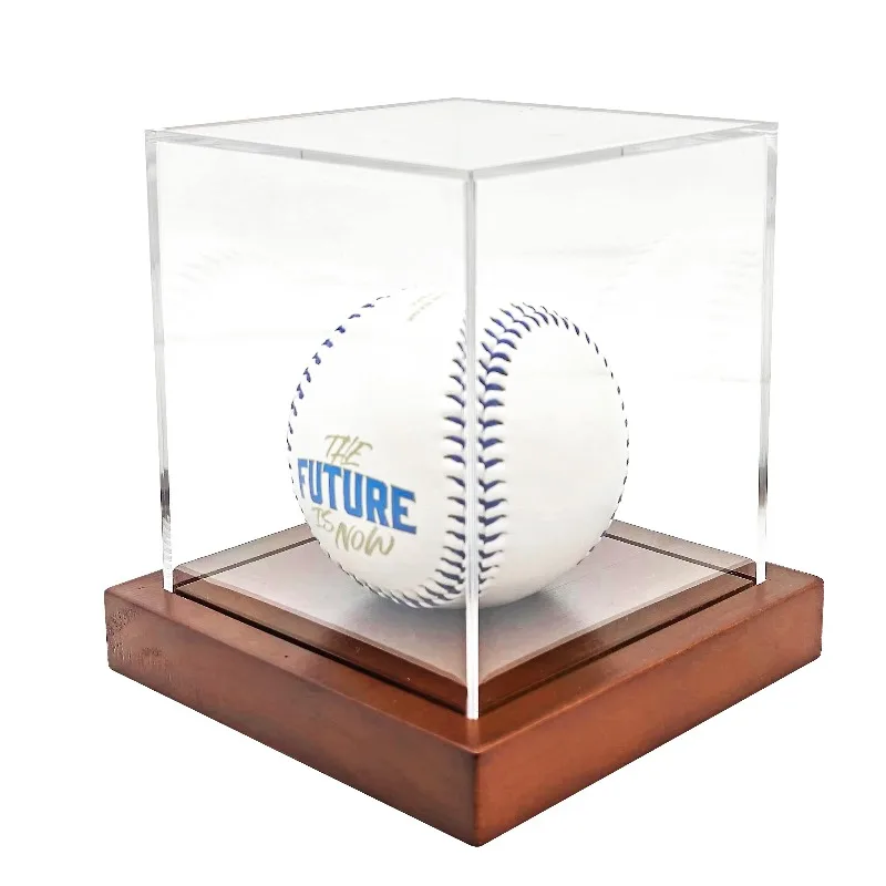 3/5pcs Clear Cube Baseball Display Case with Pine Wood Base & Glass-Like Cube Single Ball Holder Collector's Showcase Box Cases view 6