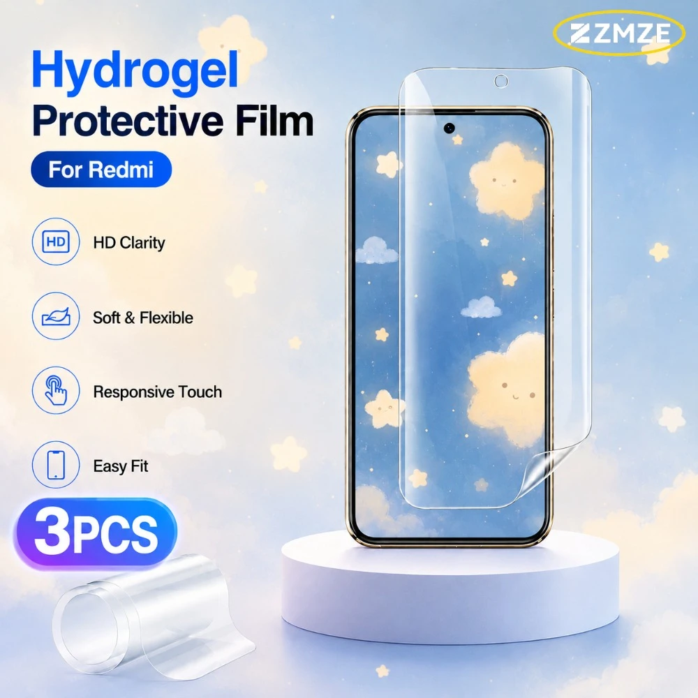 3 Pack Hydrogel Film Ultra Thin Clear For Redmi Note 15 14 Pro 4G 15 Pro+ 14 13 Pro Plus Screen Protectors Film Anti Fingerprint