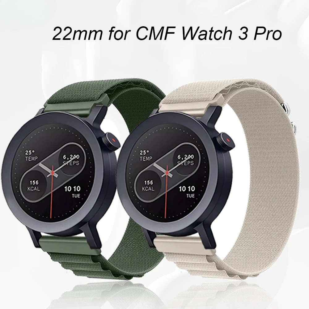 

Нейлоновый ремешок 22 мм для умных часов CMF Watch 3 Pro, спортивный браслет, сменный для CMF от Nothing Watch 3 Pro, аксессуары для ремешков