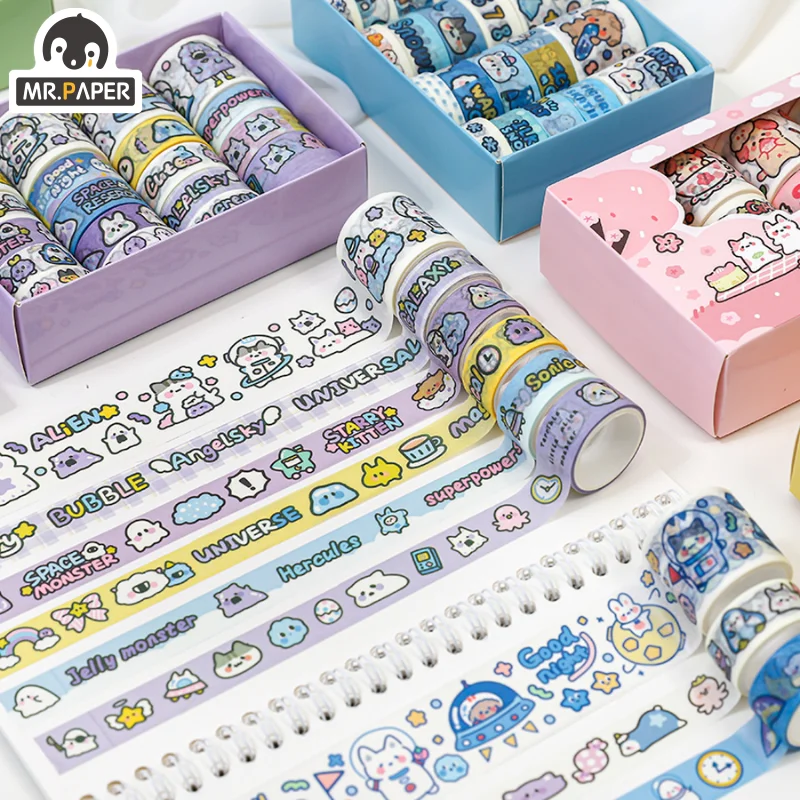 Mr. Paper 20Rolls/Box Kawaii Washi Tape Set Cartoon Animals Handbook Diy Material Cute Stickers Students Stationery