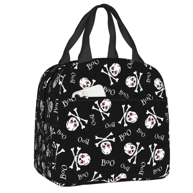 Halloween Skeleton Skull Lunch Bag Cooler Thermal Insulated Bento Box For Women Kids Work School Picnic Travel Food Tote Bags