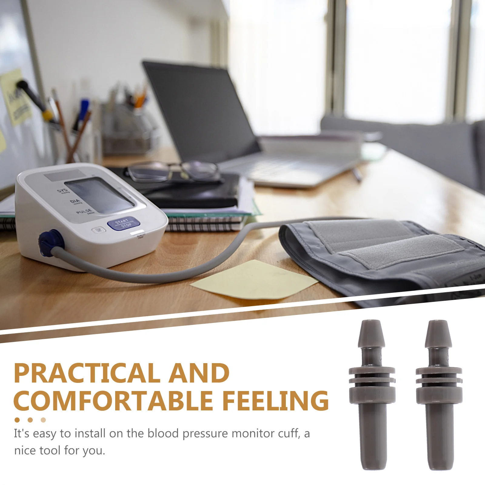 

2Pcs Sphygmomanometer Arm Cuff Connector ABS Long Life Cuff Adapter Replacement for Blood Pressure Meter Supplies