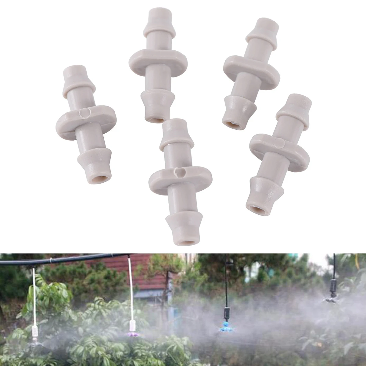 800Pcs Double Barb 4/7mm Hose Straight Repair Joint Plastic White 1/4