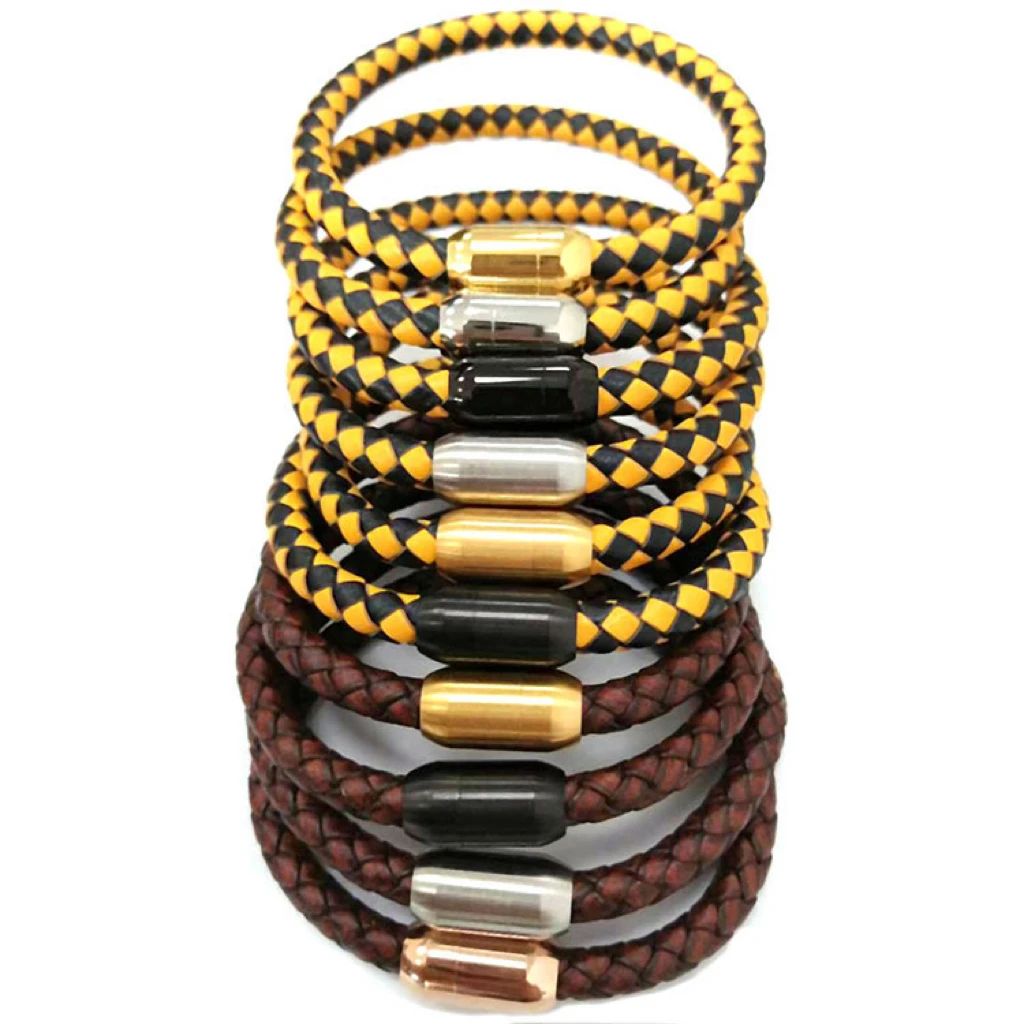 

10Pieces 3/4/5/6/8MM Stainless Steel Magnet Buckle Wrist Leather Rope Men's Bracelet Connector Buckle DIY Jewelry Findings