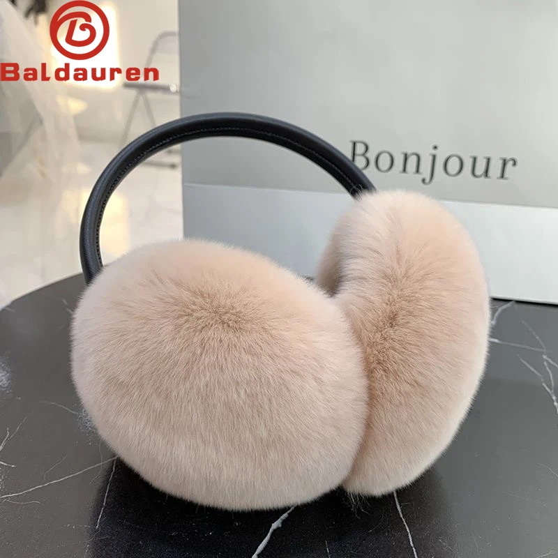 

Natural 100% Rex Rabbit Fur Earmuffs Fashion Women Warm Russia Winter Real Fur Earmuffs Children Ear Cover fur Earlap Girl