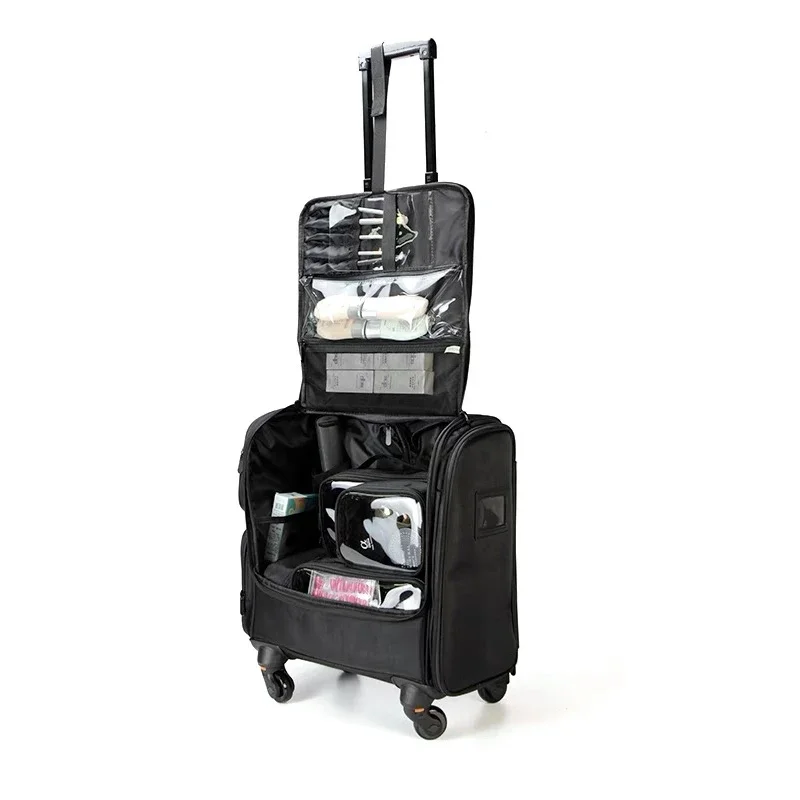 Multi-functional Trolley Makeup Case Rolling Luggage on Wheels, Women's Nail Makeup Kit, Beauty Tattoo Salon Trolley Suitcase