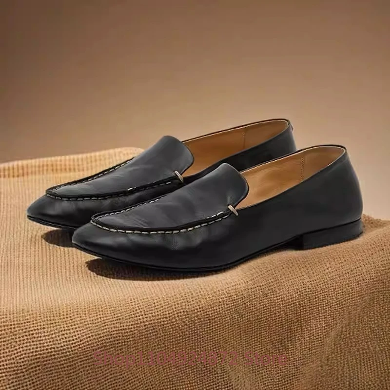 Designer Loafers Men's Leather Shoes Genuine Leather Handmade Dress Business Cowhide Driving Shoes Male Office Wedding