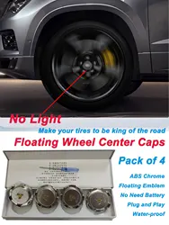 Floating Wheel Caps Badge, Magnetic Suspension Maglev Center Cap Wheel Hub Emblems, ABS Chrome Wheel Hubcaps No Light 4pcs