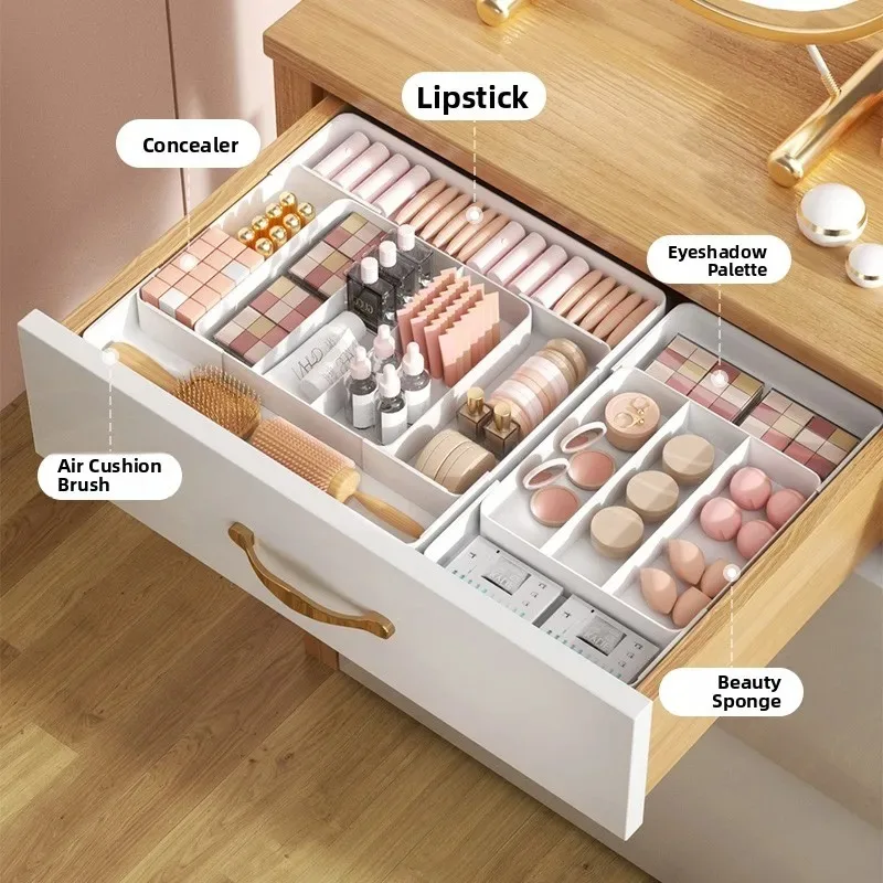 

Multipurpose Expandable Drawer Partition Box Makeup Dressing Table Kitchen Utensils Organizer Desktop Items Sorting Box