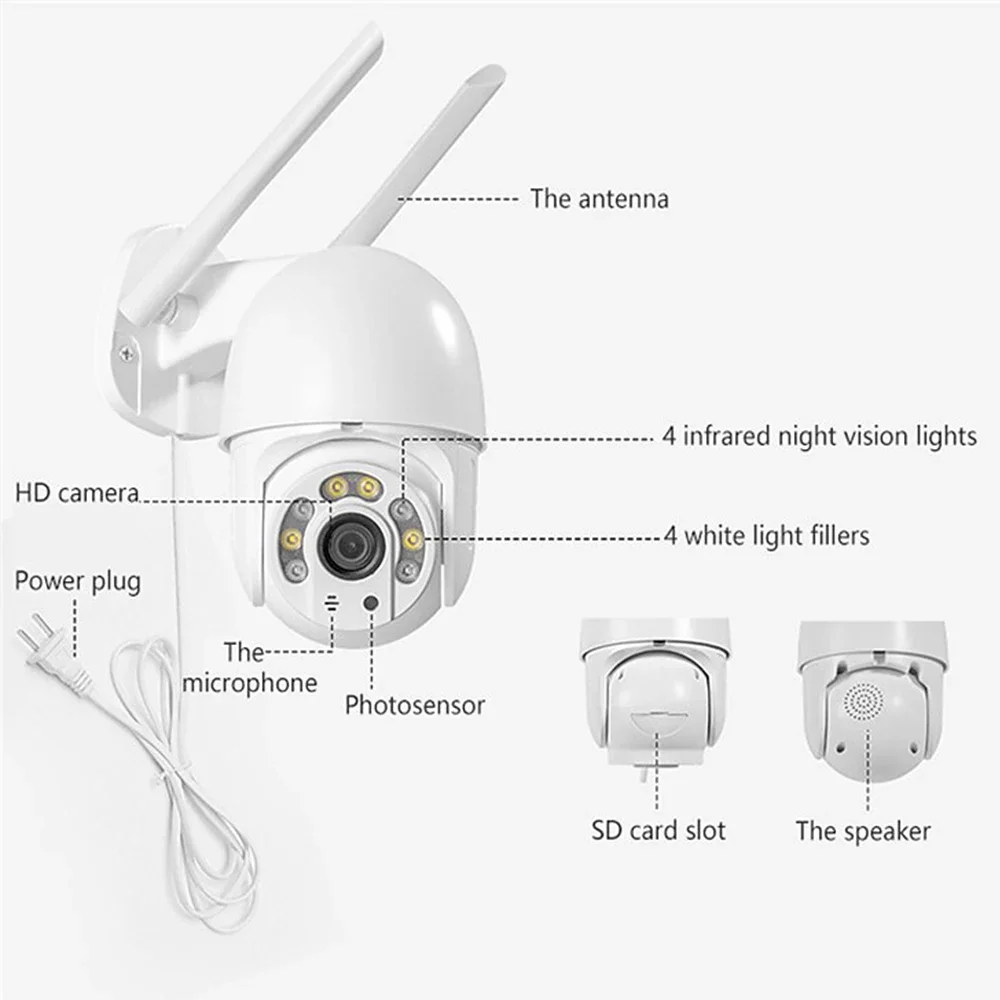 DIDSeth-PTZ Smart Video Surveillance IP Cameras, Night Vision, Outdoor Security CCTV Cam, 5MP WiFi, ICSEE, EU Plug