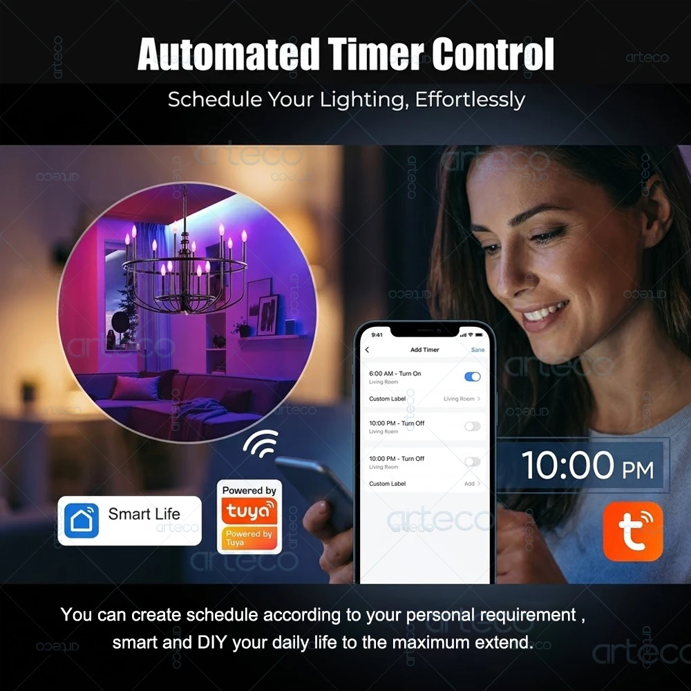 Tuya E27 GU10 E14 Smart Glühbirne Bluetooth WiFi Zigbee Dimmbare Intelligente LED-Lampe RGBCW LED-Glühbirne Kompatibel mit Alexa Google Assistant – Detail 5