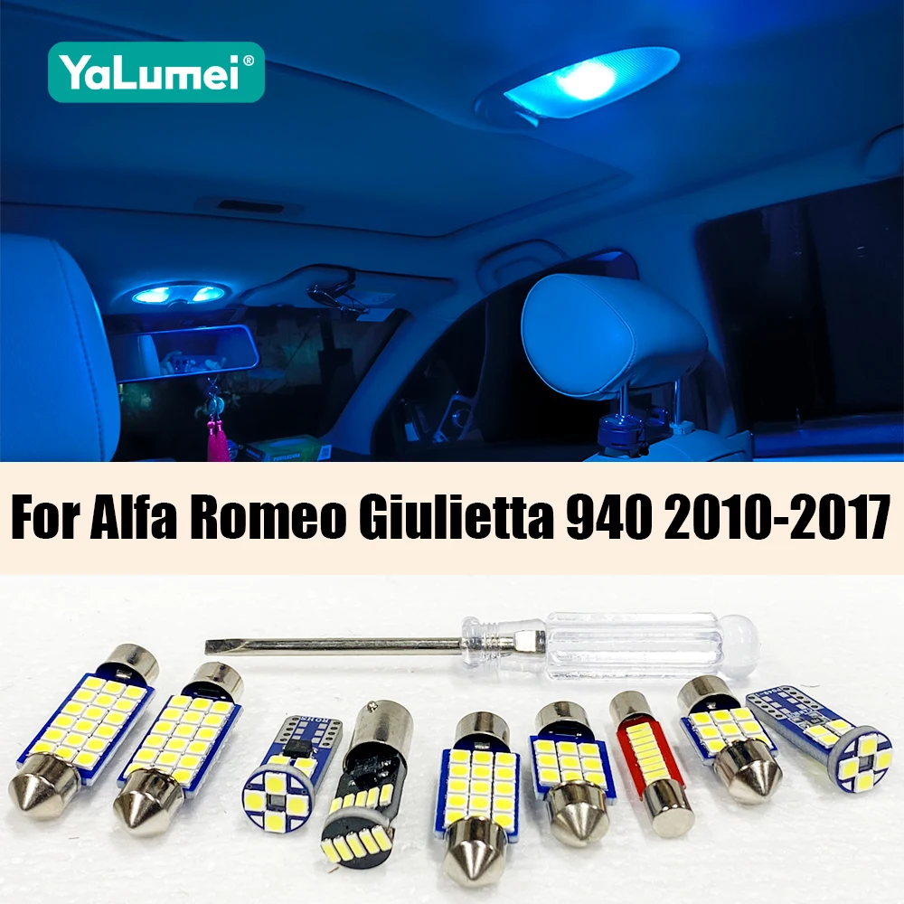 For Alfa Romeo Giulietta 940 2010-2016 2017 14PCS Car LED Interior Dome Reading Lamp Vanity Mirror Trunk Door Lights Accessories