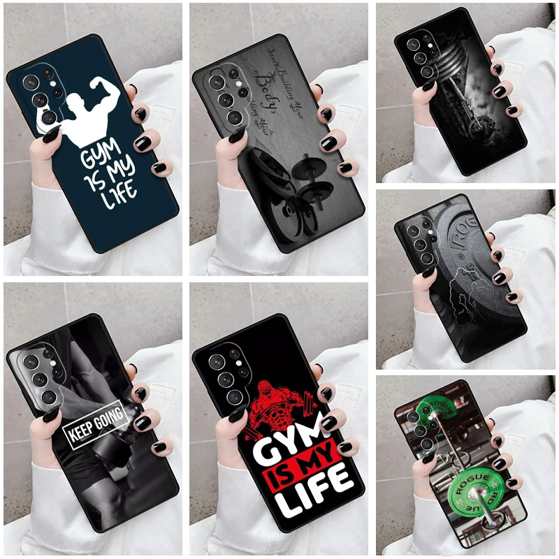 Phone Case For Samsung Galaxy S24 S23 S21fe S22 Ultra Plus Note 10 20 S8 S9 S10 Cover Gym Is My Life Lift Weights