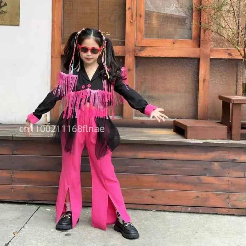 Pailletten-Performance-Kostüm für Kinder für Jazz-Tanz, trendiges modisches Pailletten-Street-Dance-Set für Mädchen, Runway-Bühnenaufführung für Mädchen