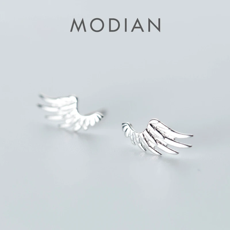 Modian 2025 New Spring Angel Wings Kolczyki sztyfty dla kobiet Biżuteria 100% Prawdziwa biżuteria ze srebra próby 925 dla dzieci Gril Prezenty