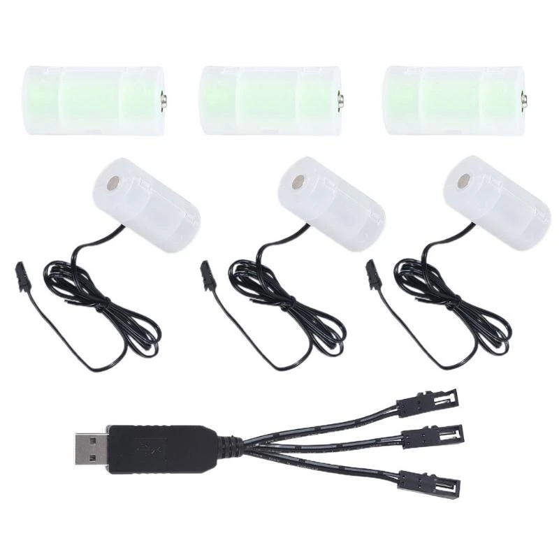 Y1UB 1 to 3 USB Power Supply for D Battery Replace 1-4pcs 1.5V-6V D Cell Battery
