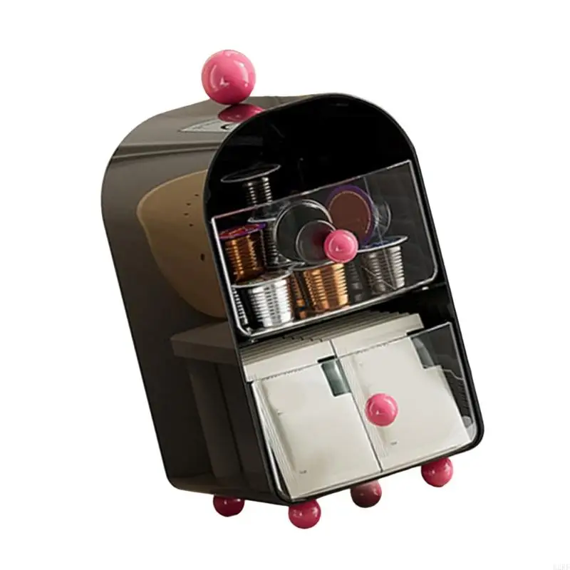 B2RF Coffee Creamer держатель Creamer Gultive 2 слоя хранения элегантный организатор пакета с прозрачными съемными ящиками