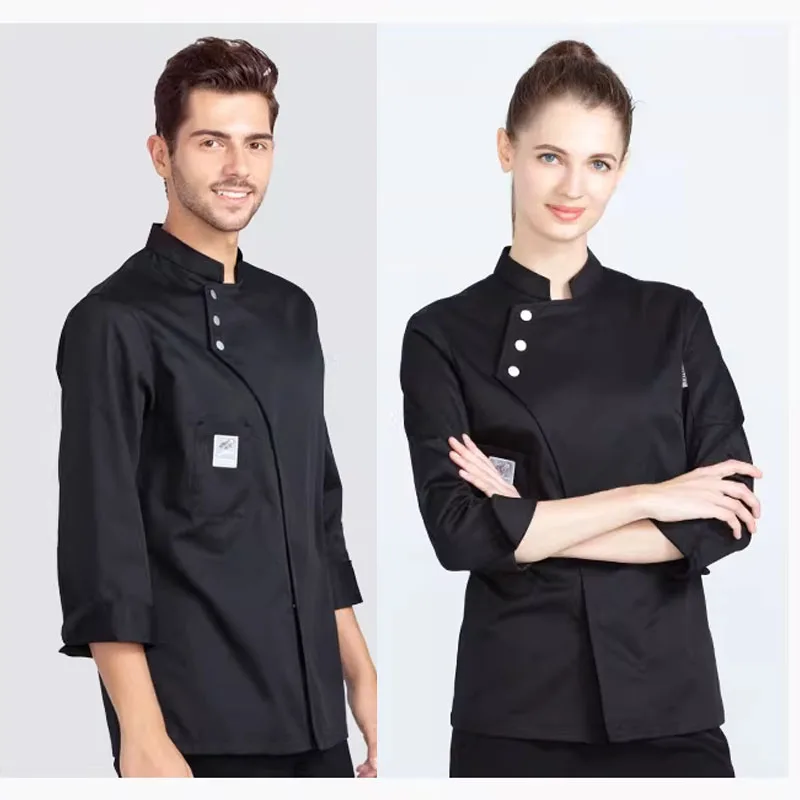 Veste de cuisinier professionnelle et casquette de cuisine, ensemble uniforme de travail de cuisine de service alimentaire, Costume de Chef de Restaurant, vêtements de travail de boulangerie et de café