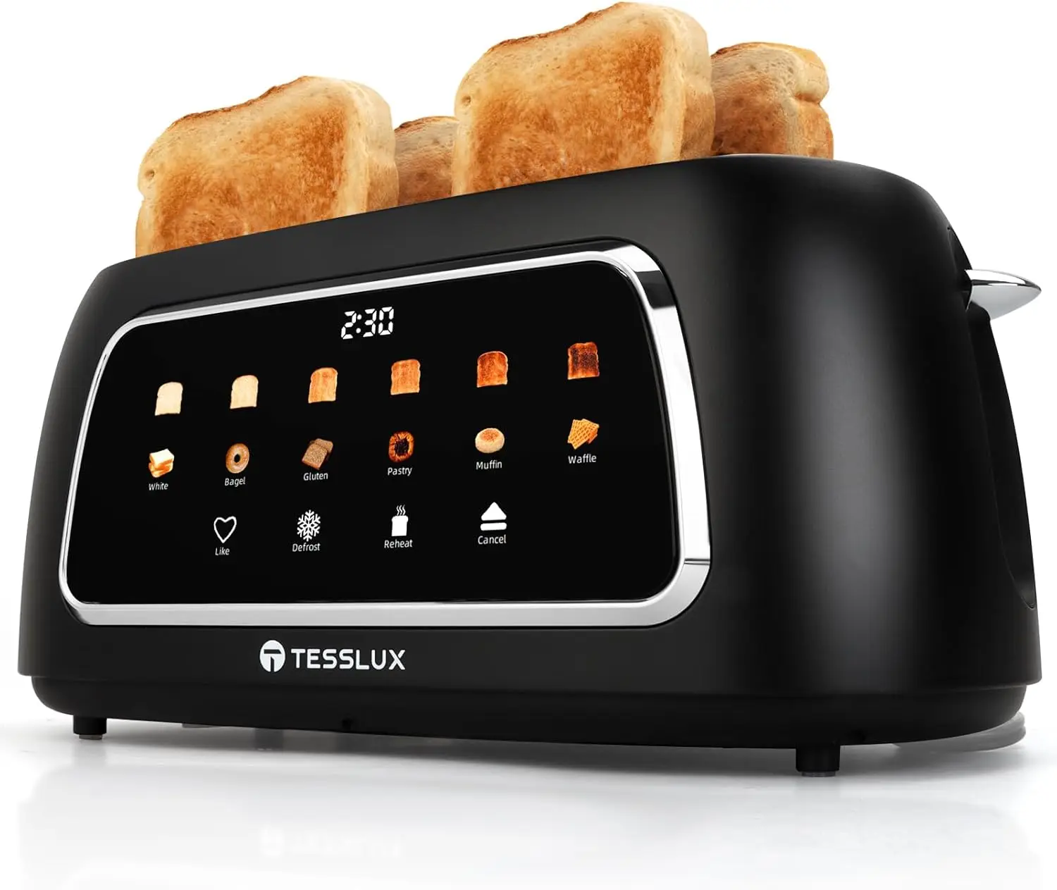 Kitchen Use, Black 4-Slice Toaster with Touch Screen, 1.5\