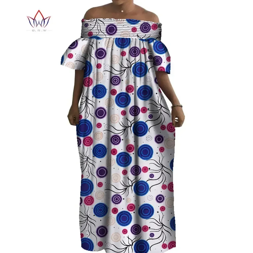 African Dresses for Women Dashiki Nigeria Traditional Wedding Dress Bazin Riche Off Shoulder Long Maxi Party Dress WY8549