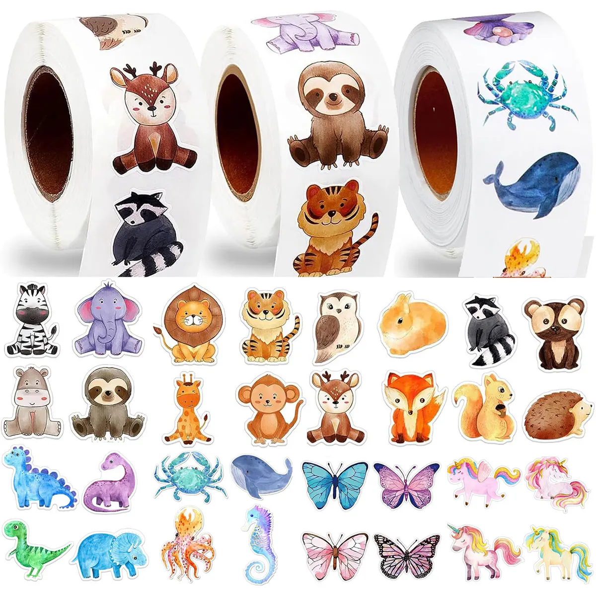 500-3000PCS Cartoon Animal Reward Stickers for Kids Teacher Supplies for Classroom,Incentive Motivational Stickers Bulk for Kids