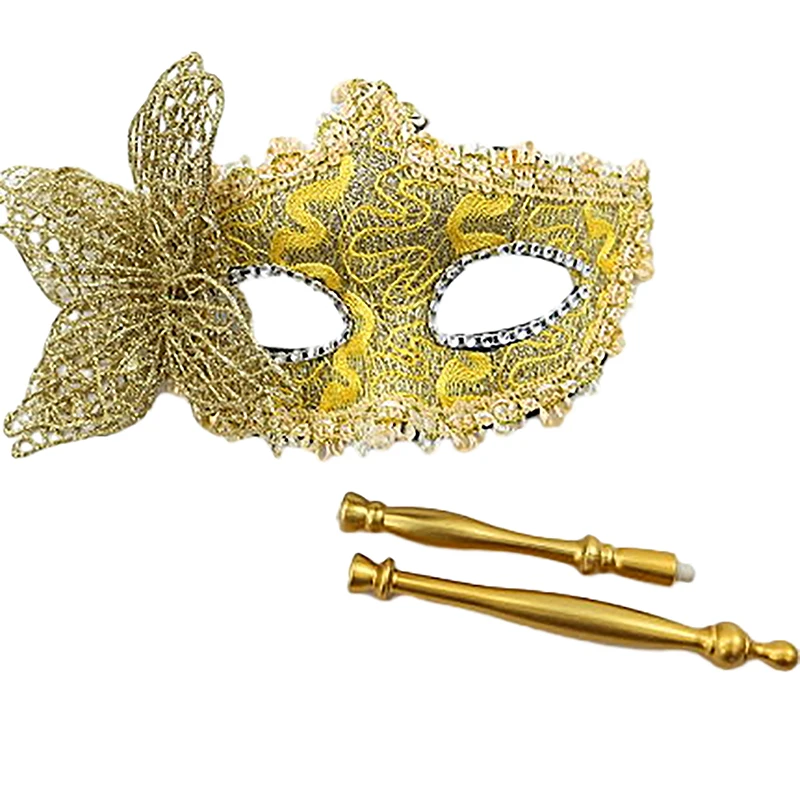 Maschera per feste di Halloween con bastoncino che tiene maschera per ballo di fine anno in maschera Puntelli cosplay per palcoscenico Decorazione per mezza faccia per le donne