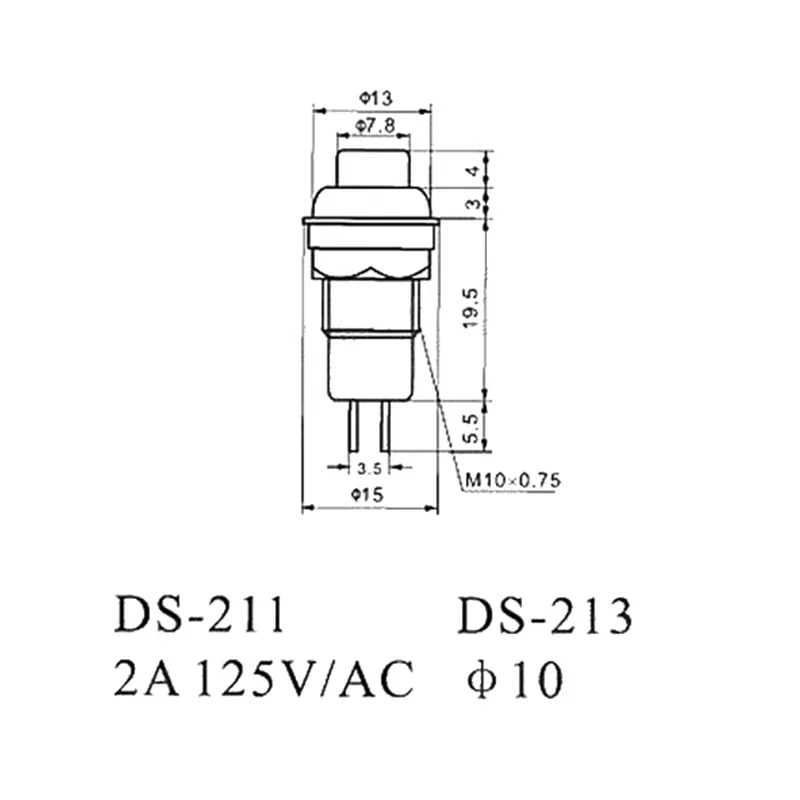 20/100PCS DS-211 DS-213 10mm Round Push Button Switch Miniature Reset Momentary / Self Locking Round Button Switch Miniature