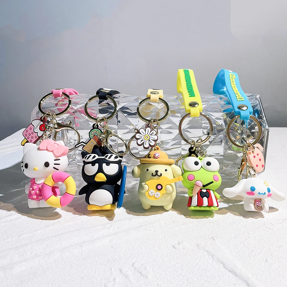 

Anime Sanrio Hello Kitty Figures Keychain Kuromi My Melody Action Figural Model PVC Key Ring Cinnamoroll Figurine Birthday Gifts
