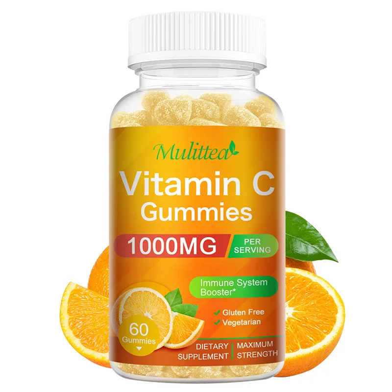 Mulittea 1000mg Organic Vitamin C Gummies Brighten skin & Skin nutrition and health Improve immunity Daily VitaminC Supplement