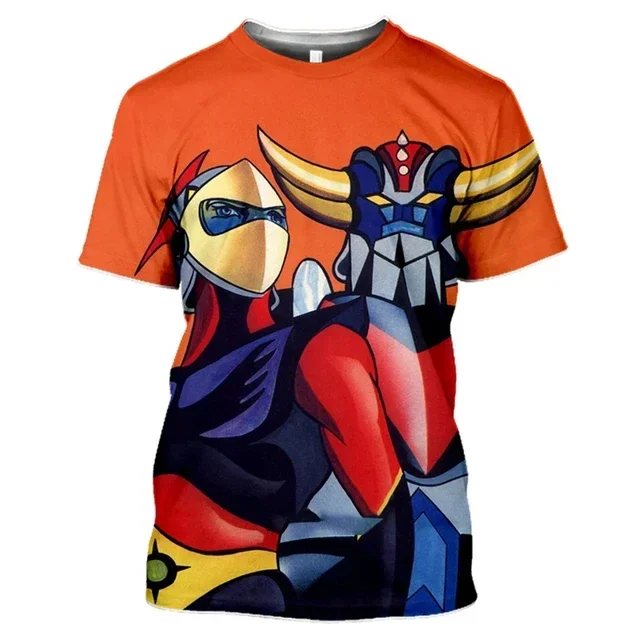 3D Animated Printed T-shirt for Men and Women, Oversized Design Shirt, Grandizer, Robot, Harajuku Style, Goldorak Y2K Streetwear