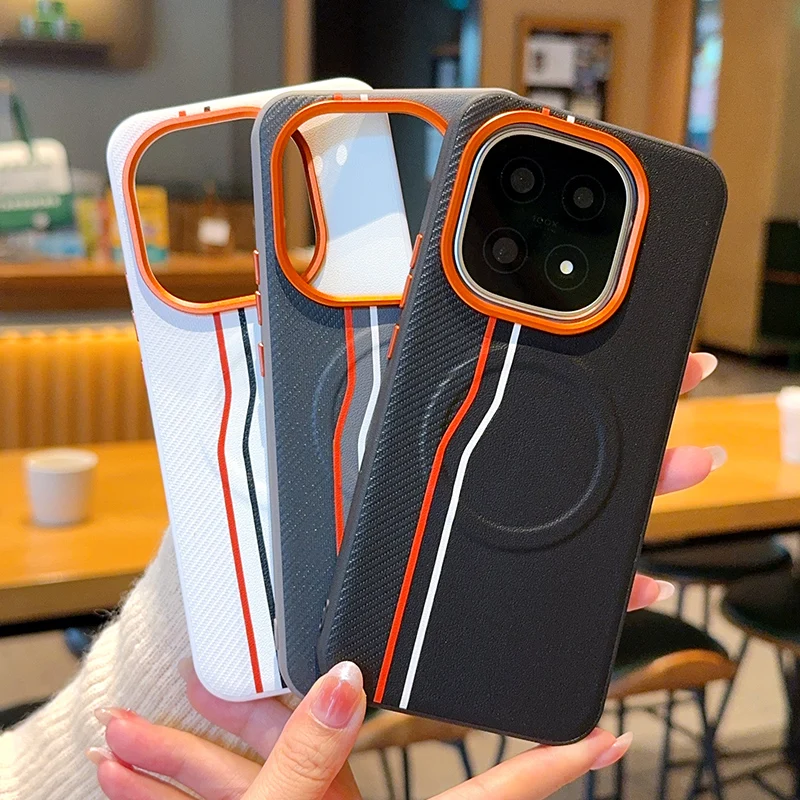 

For Vivo Iqoo 15 Fashionable Skin Tone Contrasting Leather Case Vivo Iqoo 13 Wireless Magnetic Protective Cover Phone Funda Para