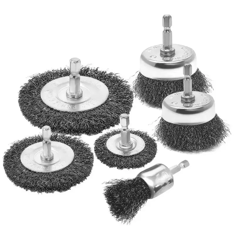 Wire Brush Wheel Cup Brush Set,Wire Brush for Drill 1/4 Inch Hex Shank Inch Coarse Carbon Steel Crimped Wire Wheel