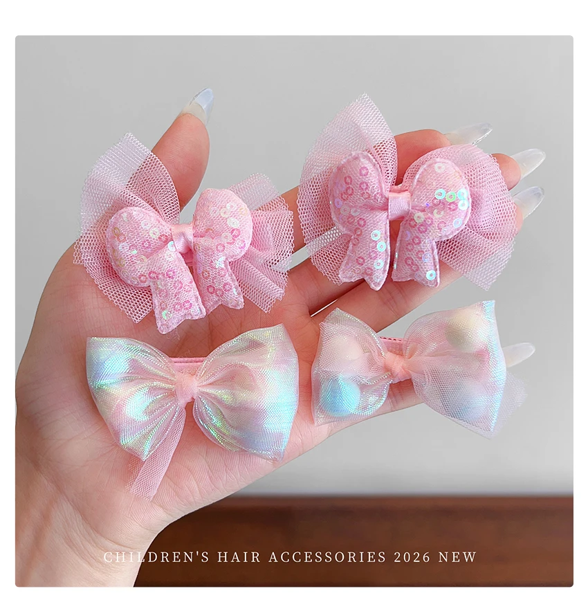 2026 Neue Rosa-Blaue Blumen-Haarspangen-Set für Kinder und Mädchen, Organza-Schleife mit Cartoon-Druck, Haarklammern für Kleinkinder, Haaraccessoire-Geschenk – Detail 5
