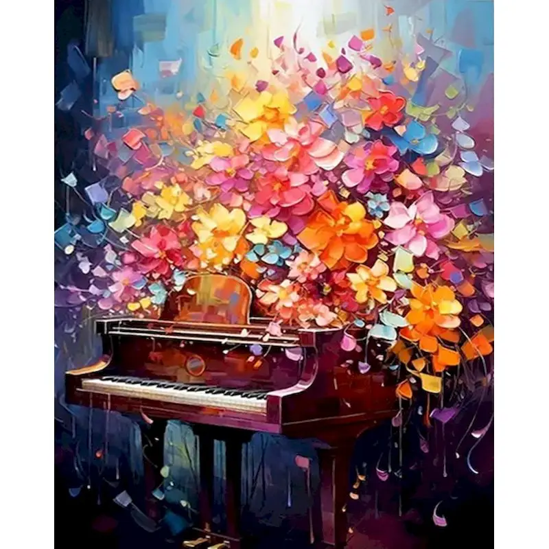 Gatyztory moderne Bilder nach Zahlen Blume Klavier Original geschenke Acrylfarbe DIY Leinwand Malerei Erwachsene Handwerk Wohnkultur