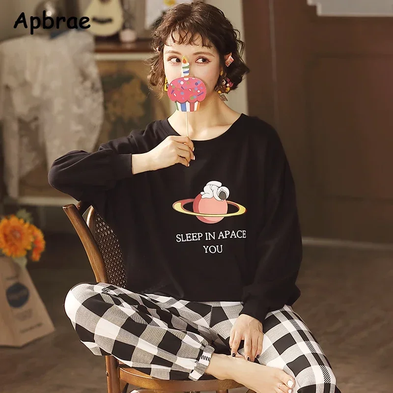 Autumn Winter Women Pajamas Set New Cotton Pijamas Long Sleeves Sleepwear Fashion Leisure O-neck Pyjamas Female Loungewear