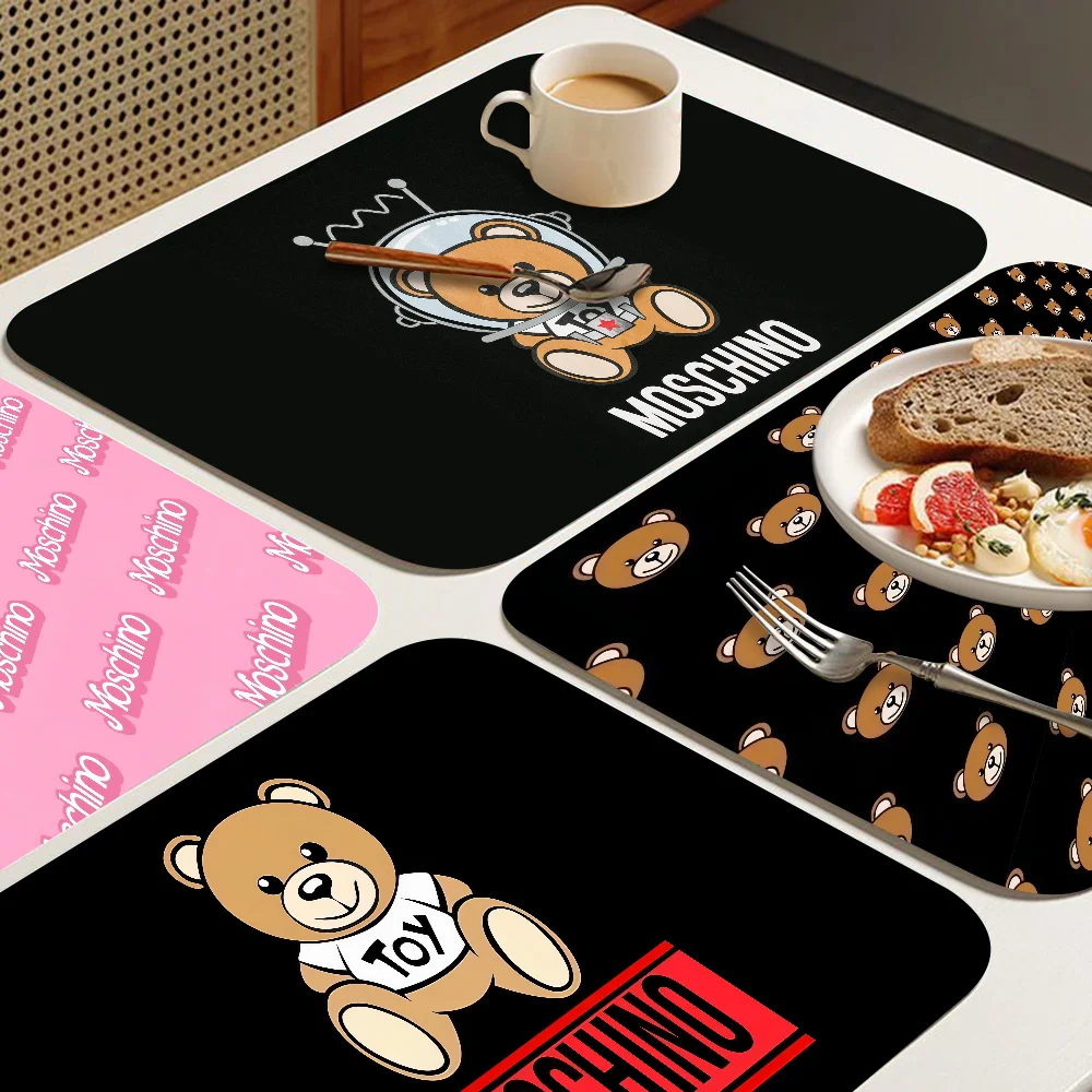 Cartoon M-Moschinos Bear Kitchen Draining Mat Tableware Pad Coffee Dish Drying Mat Placemat Bathroom Kitchen Drain Pad