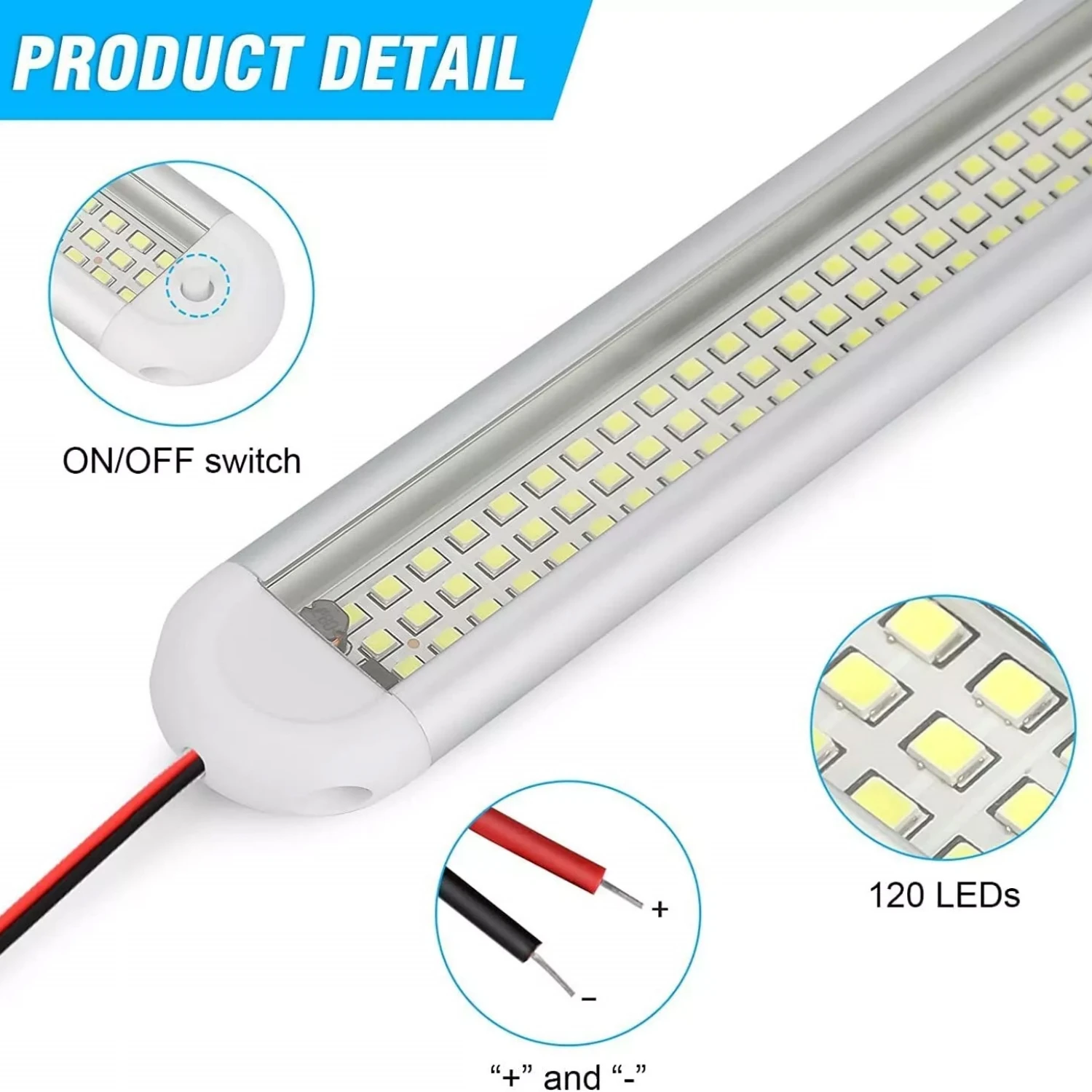 

4X 12V 120 LED Car Interior Strip Lights Bar Light Car Van Caravan Boat Home Bus Car Accessories