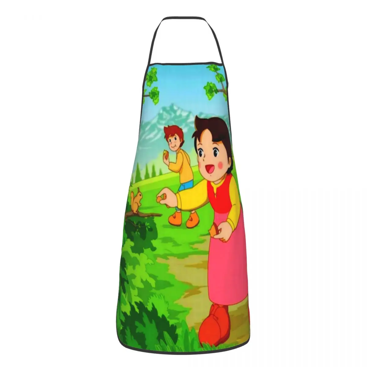 Custom Bib Heidi Discovers A Squirrel Aprons Men Women Adult Chef Cooking Kitchen Alps Mountain Cartoon Girl Tablier Cuisine