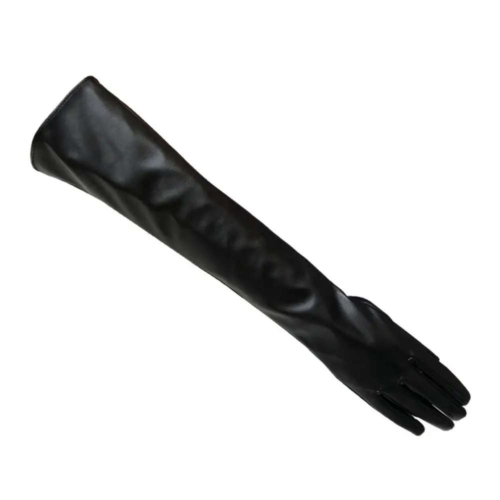 

Элегантные длинные перчатки до локтя, сохраняющие тепло, аксессуары для костюмов, перчатки из лакированной кожи, черные вечерние перчатки из мягкого материала для взрослых