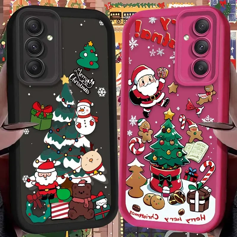 New Year Christmas Tree Soft Case for Samsung Galaxy A55 A35 A25 A15 A05 A05S 5G A24 A13 A23 A12 A22 A32 A52 A52S A71 A72 A51 4G